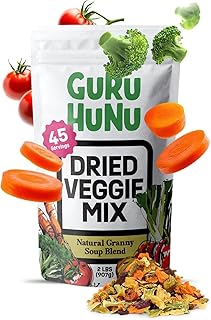 GURU HUNU Dehydrated Vegetables, Premium Soup Mix, Dried Vegetables For Soup, Dehydrated Freeze Dried Bulk Dehydrated Veggie Blend For Ramen Emergency and Camp Food Supply No Salt (2lb)
