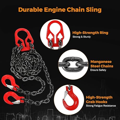 Miniatura 6 de BEAMNOVA Cadenas de elevación con ganchos ajustadores, 516 pulgadas x 10 pies, 7000 libras  3.18 toneladas, eslingas de cadena para polipasto de