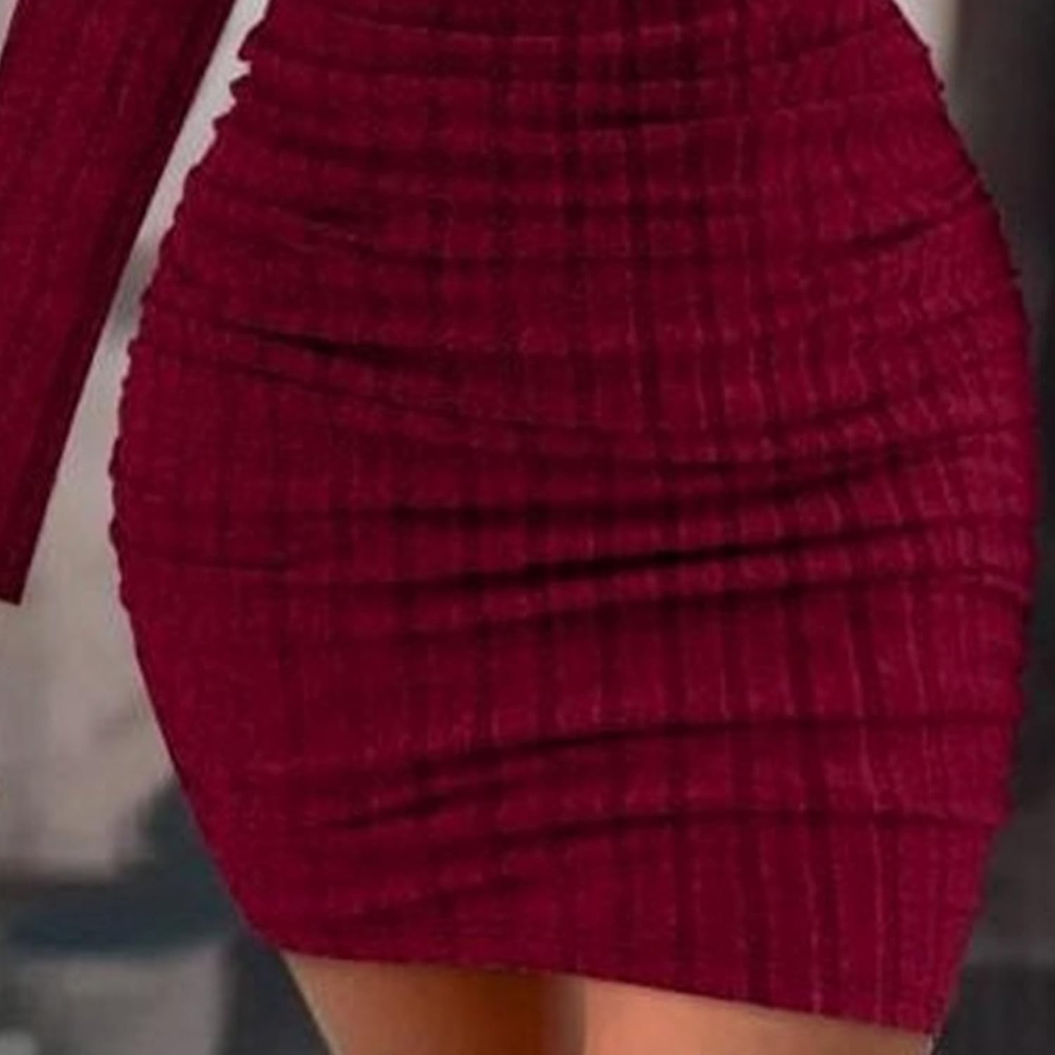Women Long Sleeve Knit Bodycon Midi Dress Solid Color Jumper Sweaters Cold Shoulder Strap Ribbed Sexy Slim Dress