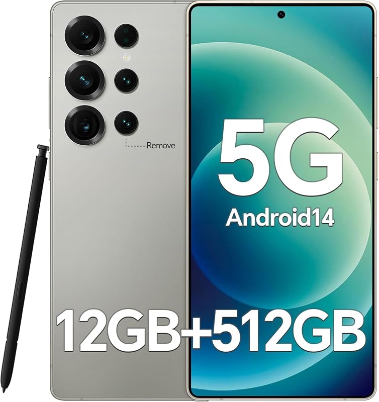 Teléfono celular K25 desbloqueado con lápiz incorporado, teléfono inteligente Android 14, 12 GB+512 GB (ampliable a 1 TB), batería de 5000 mAh, pantalla OLED HD+ de 6,9 ​​pulgadas, teléfonos Android desbloqueados 5G, Dual SIM/GPS/WiFi