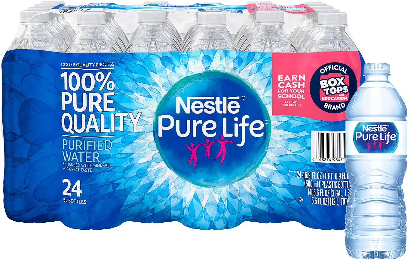 Pure Life, Purified Water, 16.9 Fl Oz, Plastic Bottled Water, 24 Pack
