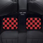 Tapis de plancher de voiture à carreaux 4,Pattern à carreaux géométriques Noir et rouge Carpettes avant de véhicule Mats Universal Car Rugs Non-dérapant Auto Car Decor Accessoires pour SUV Camion à moteur