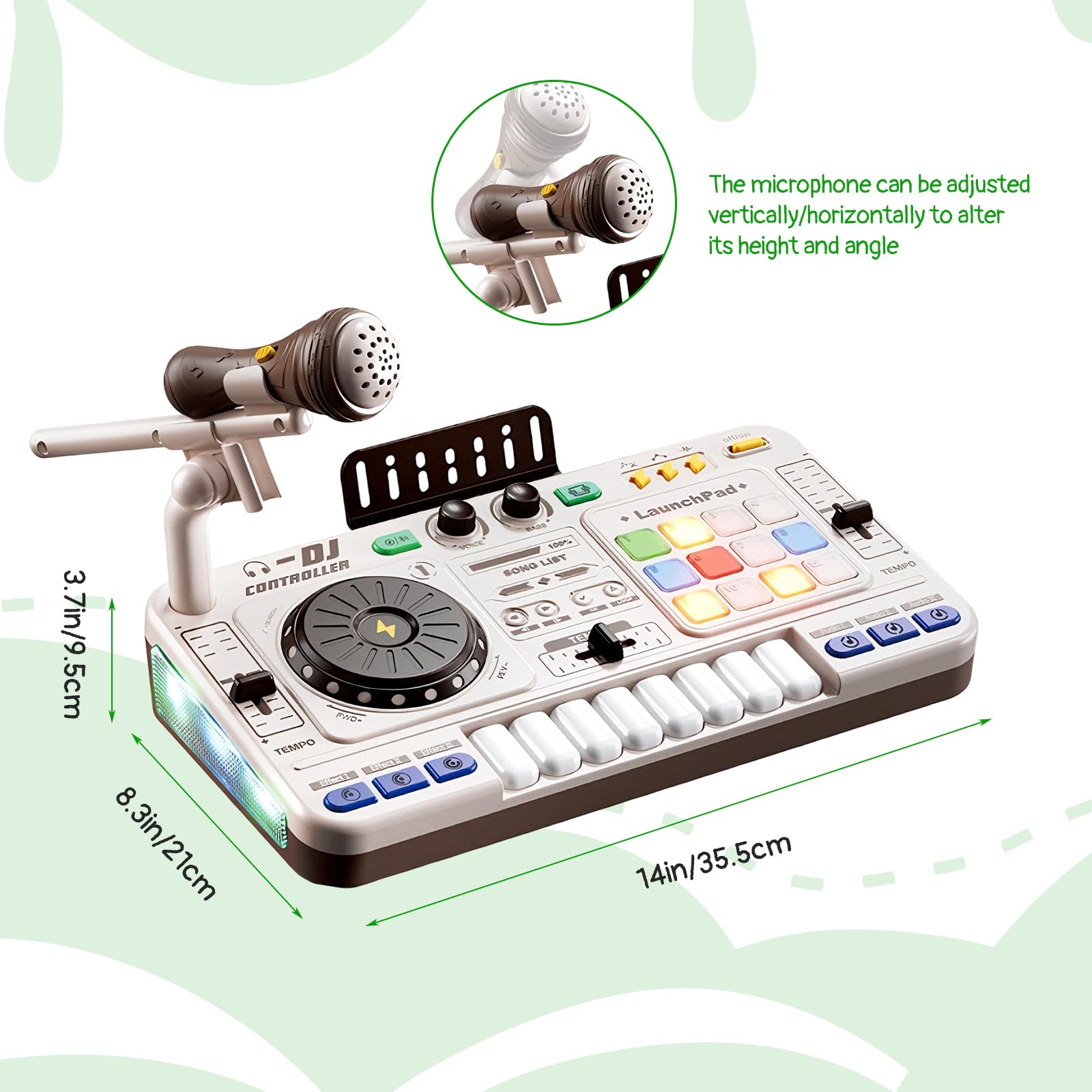 Table de Mixage DJ Enfants, DJ Mixer Controller pour enfant Platines avec Microphone, Effets de Lumière, Mode de Jeu, Mixeur DJ, Jouet Musical Interactif peut être Bluetooth pour Garçons et Filles