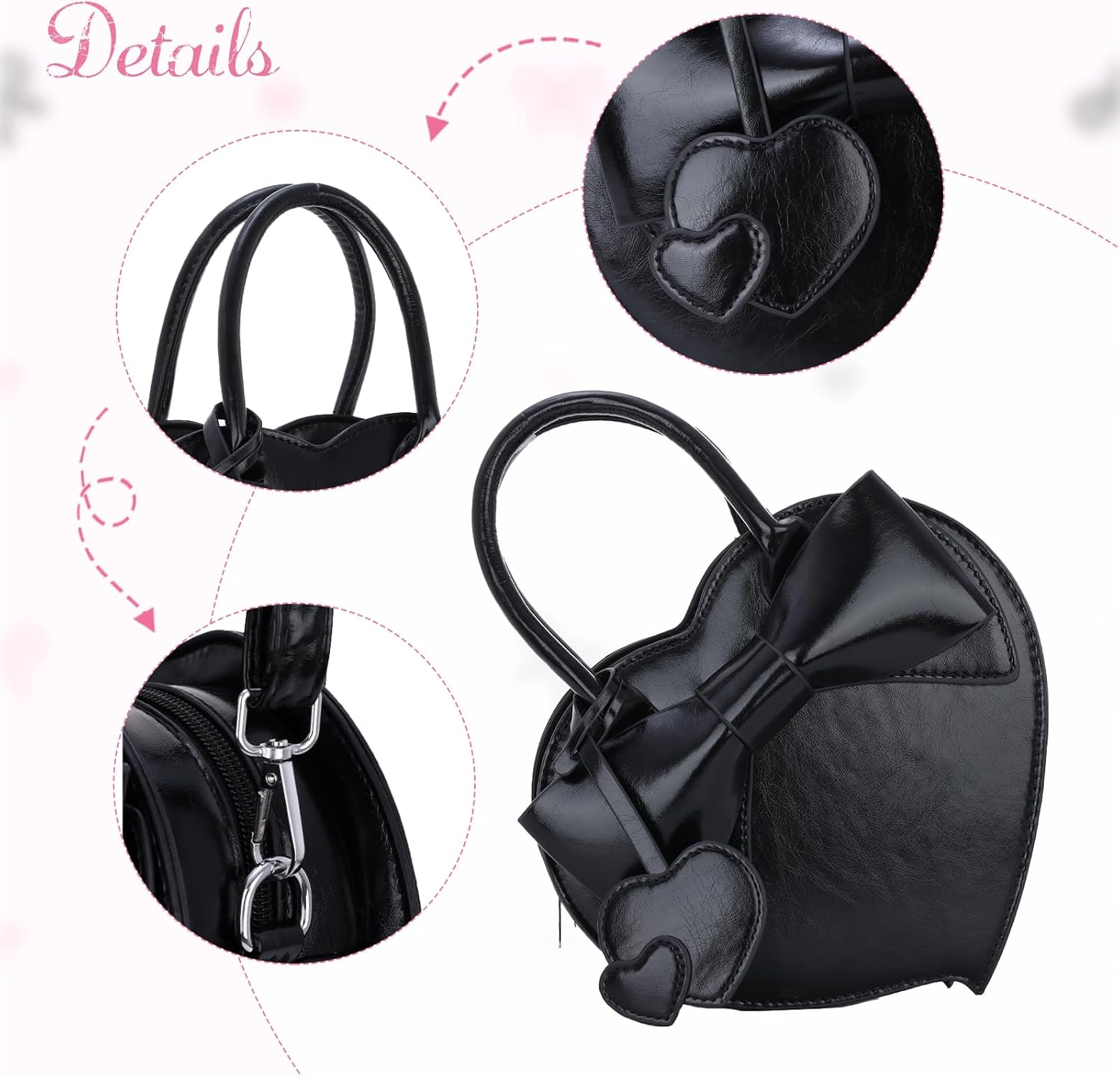 KUANG! Women's Bowknot Tote Purse Shoulder Bag Heart Crossbody Pu Leather Top Handle Handbag for Women - Image 6