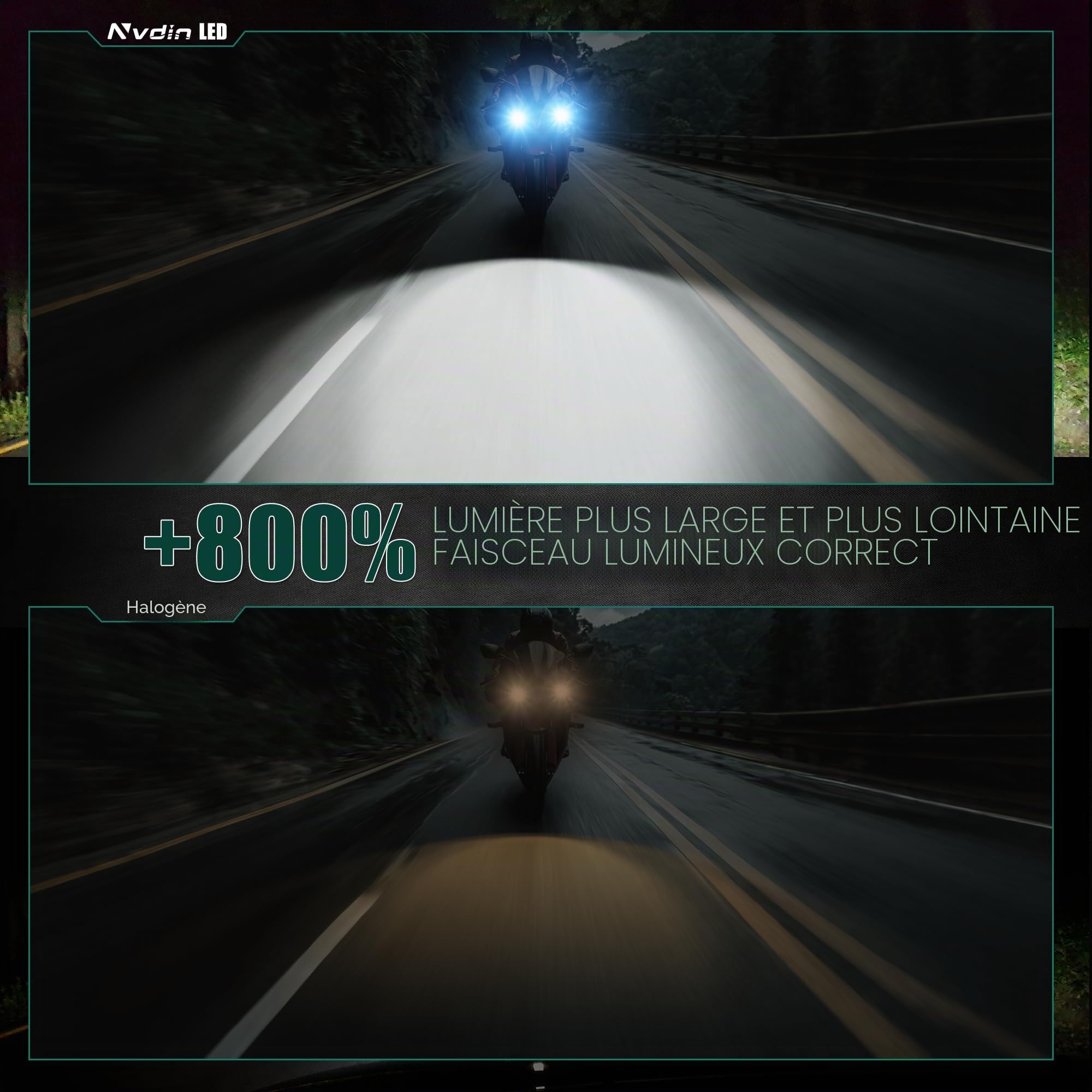 ampoules h7 led 360° 40000lm, lampe de phare pour voiture et moto, feu universel 12v pour feux de route ou croisement, pour phares paraboliques ou lenticulaires, 6000k blanc