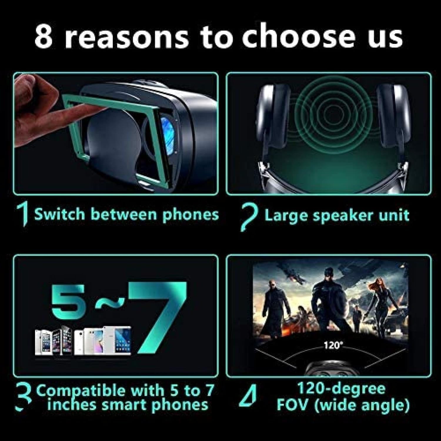 Gafas De Realidad Virtual con Visor, Gafas 3D De Realidad Virtual, Suaves Y Cómodas para Películas Y Juegos En 3D, Compatibles con Smartphones.