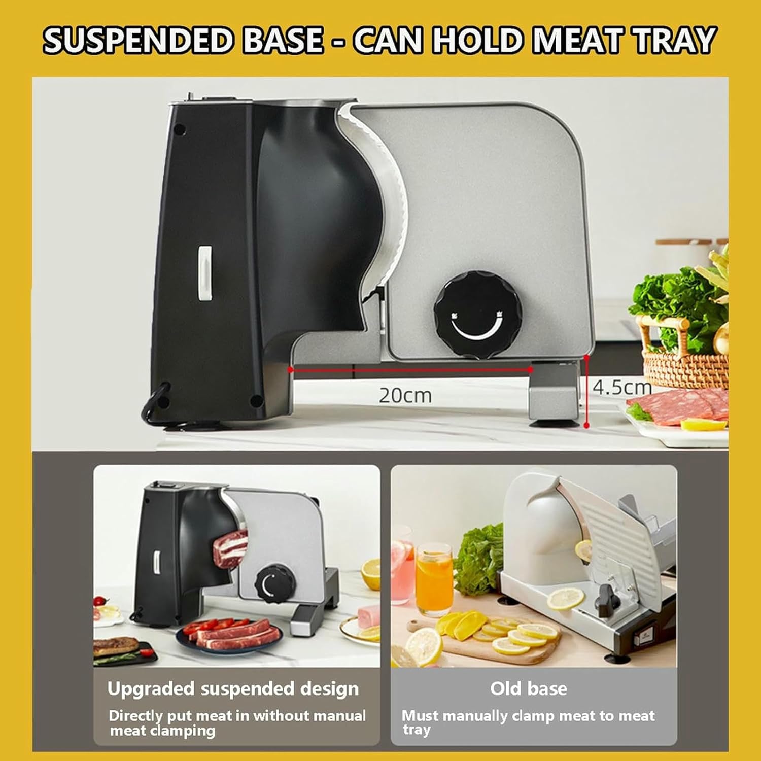 Meat Cutting Machine - Stainless Steel Meat Slicer with Adjustable Thick