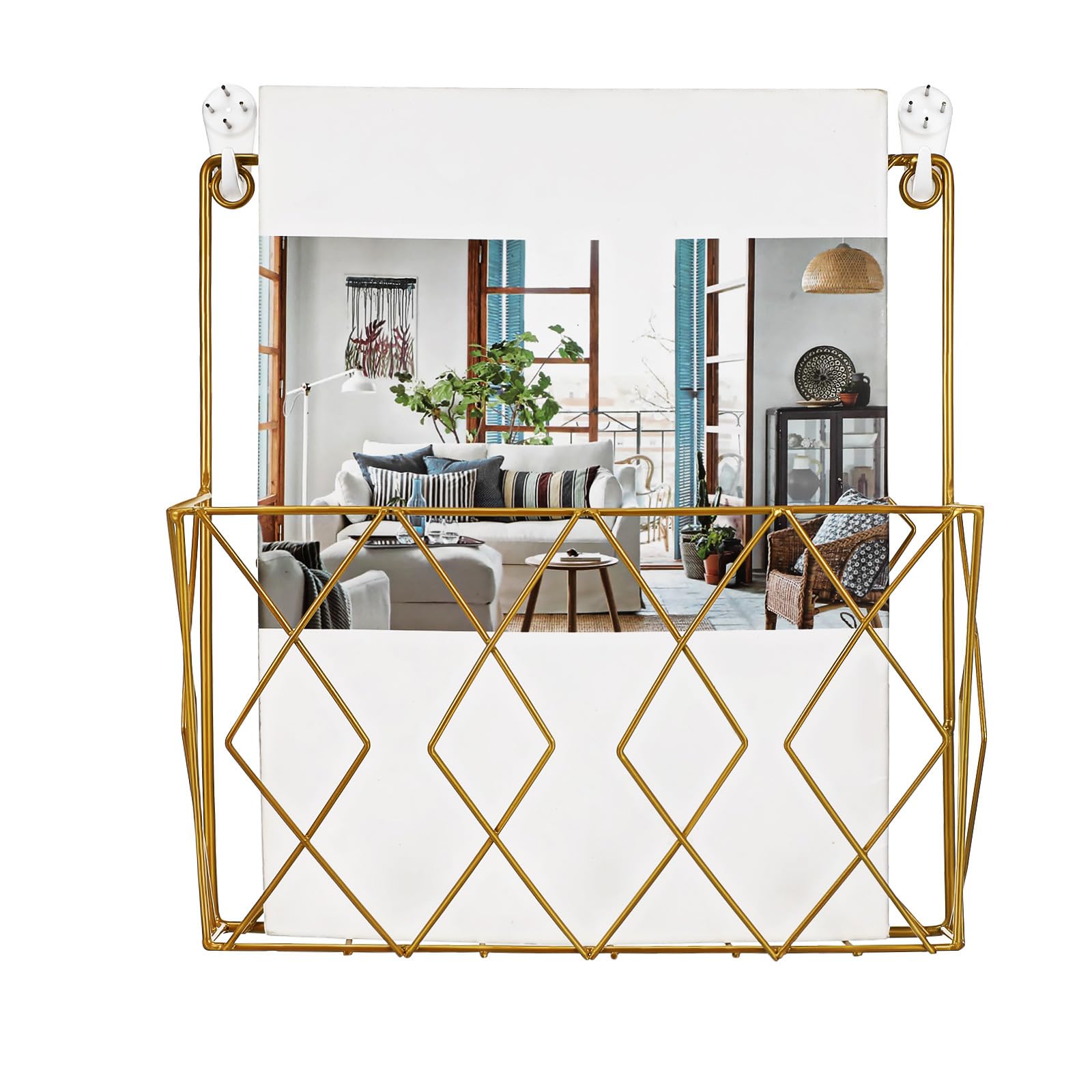 Revistero de pared dorado WESIEVYA soporte metálico decorativo de alta resistencia