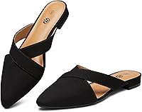 Rekayla Women's Pointed Toe Backless Mules - Suede Loafers with Memory Foam Insole & Non-Slip Sole