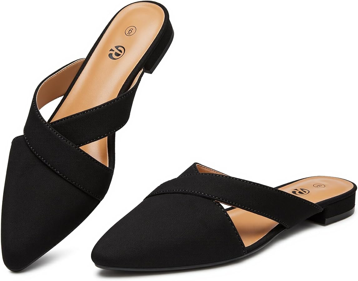 Amazon.com | Rekayla Mules for Women Pointed Toe Flats Backless