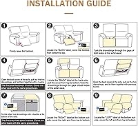 Vista 7 de LazyBoy - Funda para sillón reclinable, color liso, 4 piezas, fundas protectoras de muebles para sillón reclinable con bolsillo, funda para sofá