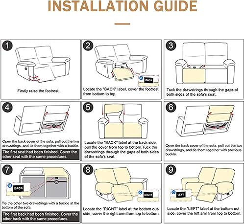 Miniatura 7 de LazyBoy - Funda para sillón reclinable, color liso, 4 piezas, fundas protectoras de muebles para sillón reclinable con bolsillo, funda para sofá o