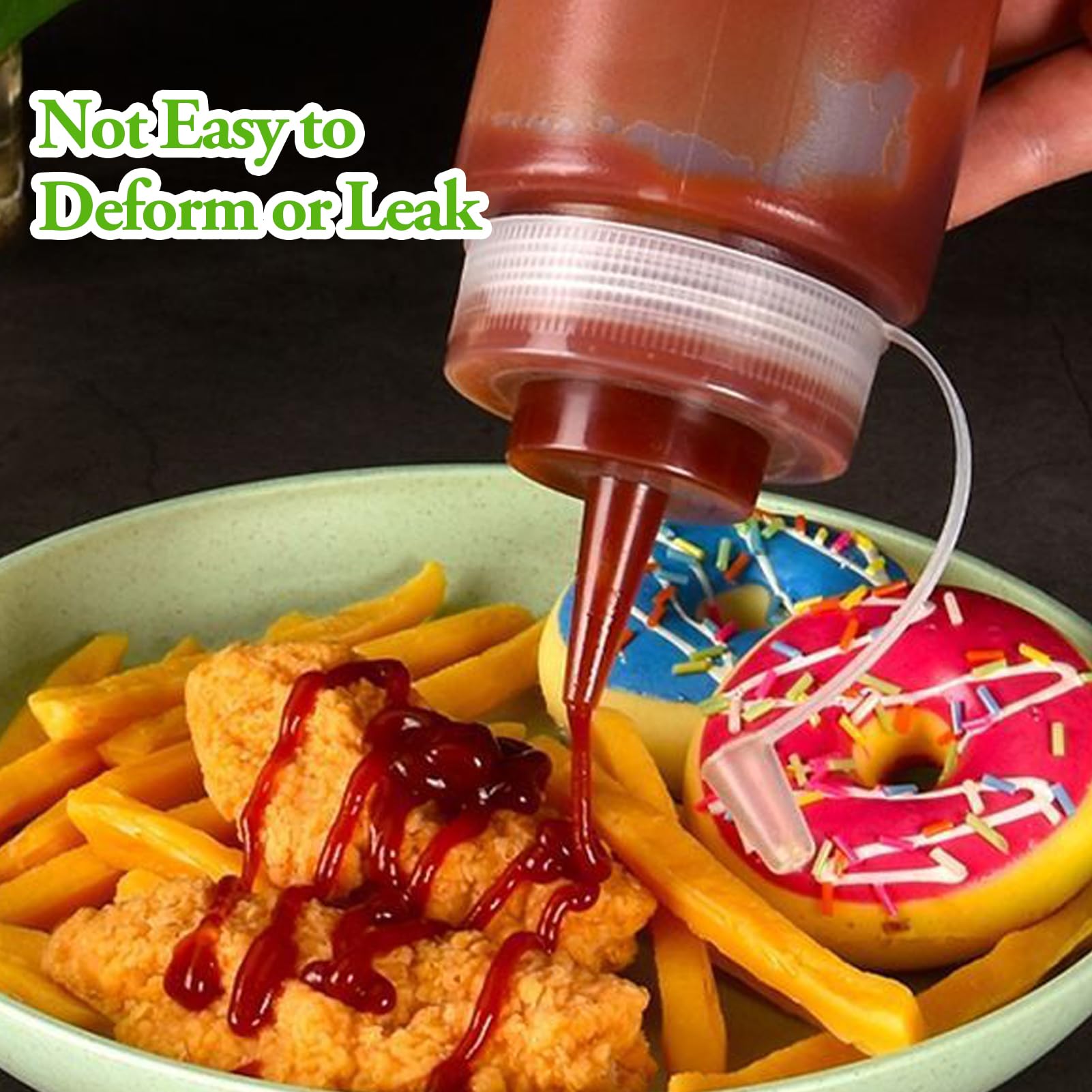 Set 4 Biberoni Da Cucina Nadisean 1000ml - Bottiglie Squeeze Per Salse, Con Pennello E Adesivi, Alimentare