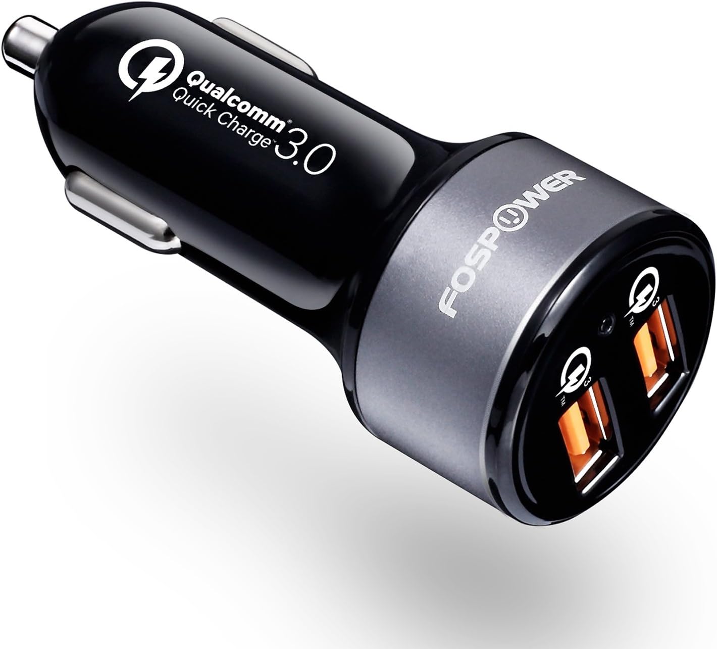 FosPower USB Car Charger UL Listed 36W Fast Charging Qualcomm 3.0 Quick Charge Dual USB Smart Ports with LED Light Compatible with iPhone 14 Pro Max, Google Pixel 6, Samsung Galaxy S22, and More