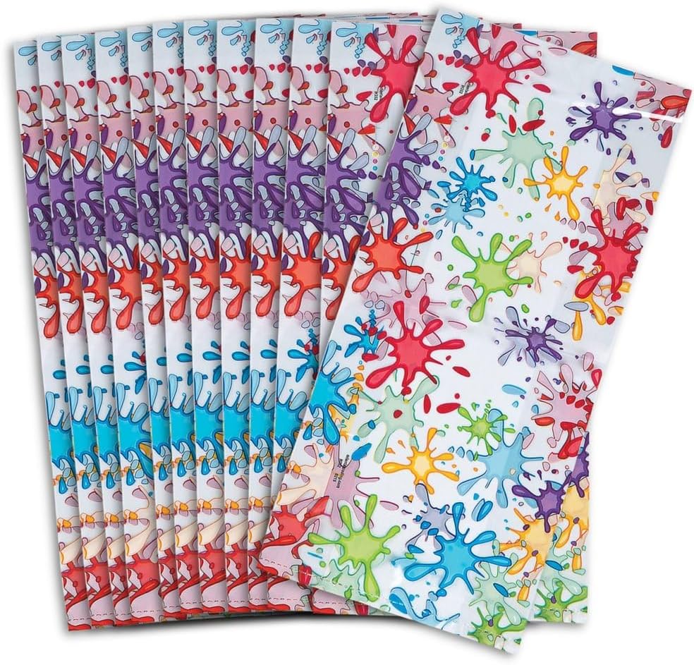 Fun Express Artist Party Cellophane Bags Great for treats and favors - Slime Party Bags and Supplies - VBS Vacation Bible School Supplies/Decor (bulk set of 12)