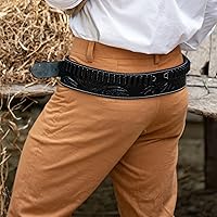 Vista 4 de Hulara Full Grain Buff Leather .44/45 Ammo Belt 45 Colt Cartridge Belt for Men Bandolier