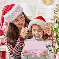 Vista 6 de Caja de Regalo Grande Rosa Magnética de 13"X9"X4" con Tapa y Cinta para Regalos