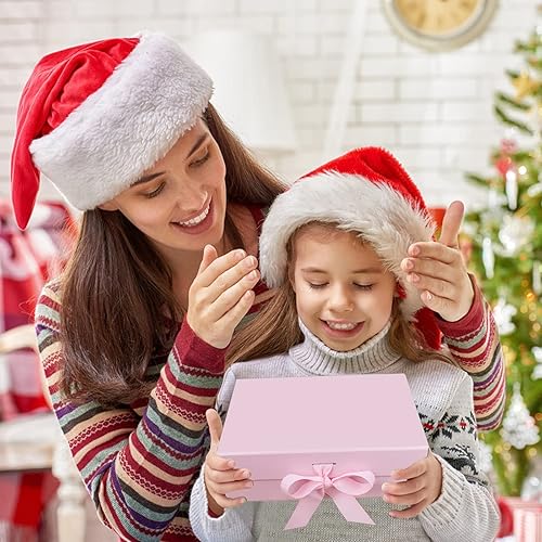 Miniatura 6 de Caja de regalo magnética rosa grande de 13 "X9" X4" con tapa y cinta para regalos