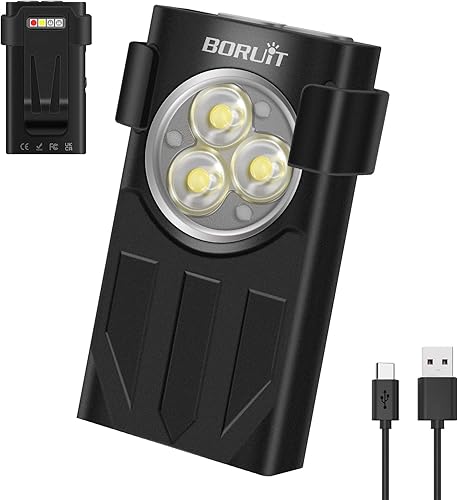BORUIT V7 - Mini linterna LED de alto lúmenes de 1100 lúmenes, pequeño y potente llavero EDC con luz UV roja, linternas de bolsillo recargables
