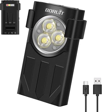 BORUIT V3 Black Small Powerful EDC Flashlight and V7 Black LED Mini Flashlight with Clip