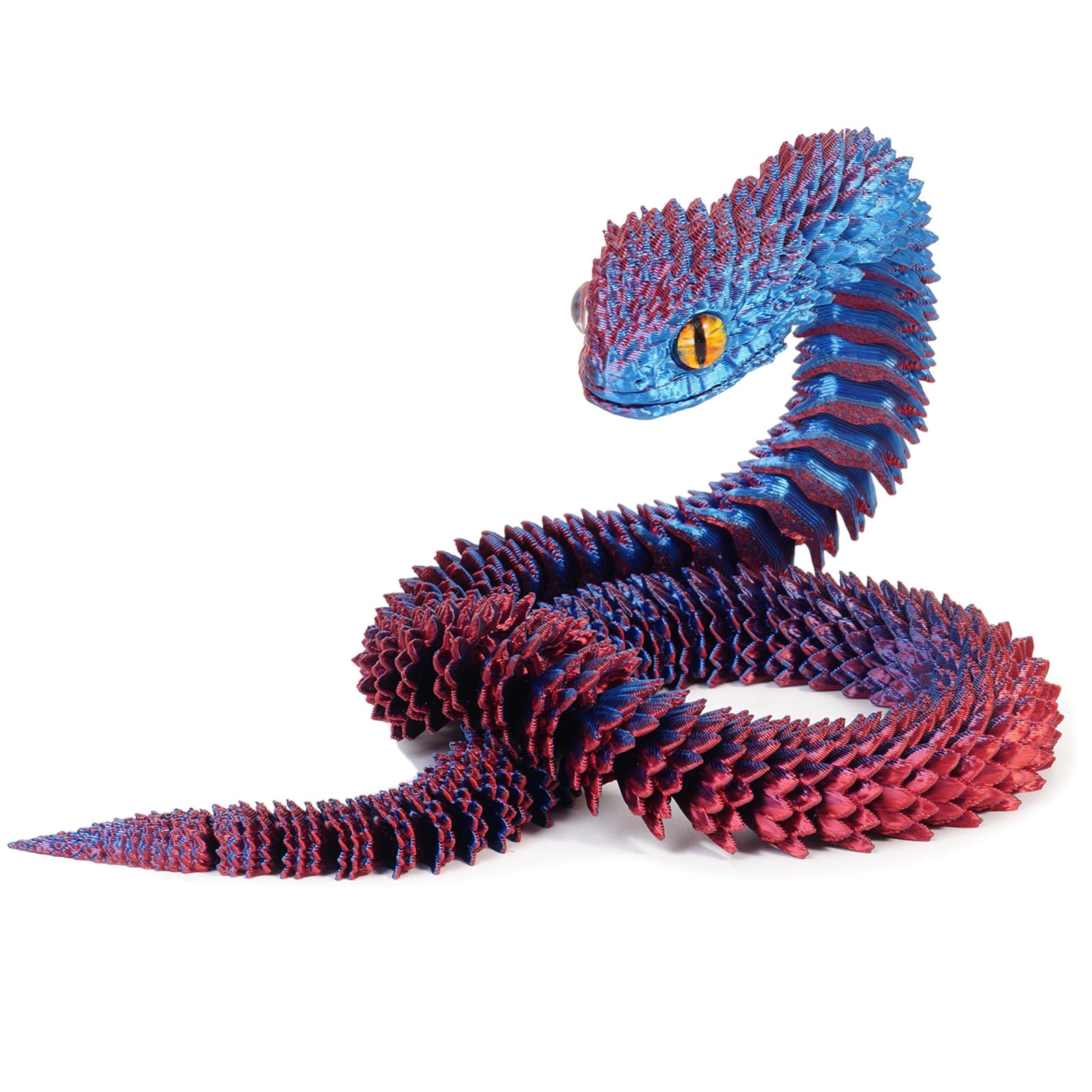 3D Printed Animals Snake, 3D Printed Fidget Toy Snake with Movable Joints, Realistic Fidget Snake Viper Executive Desk Toys for Home Office Decor Present-Laser Blue||40CM