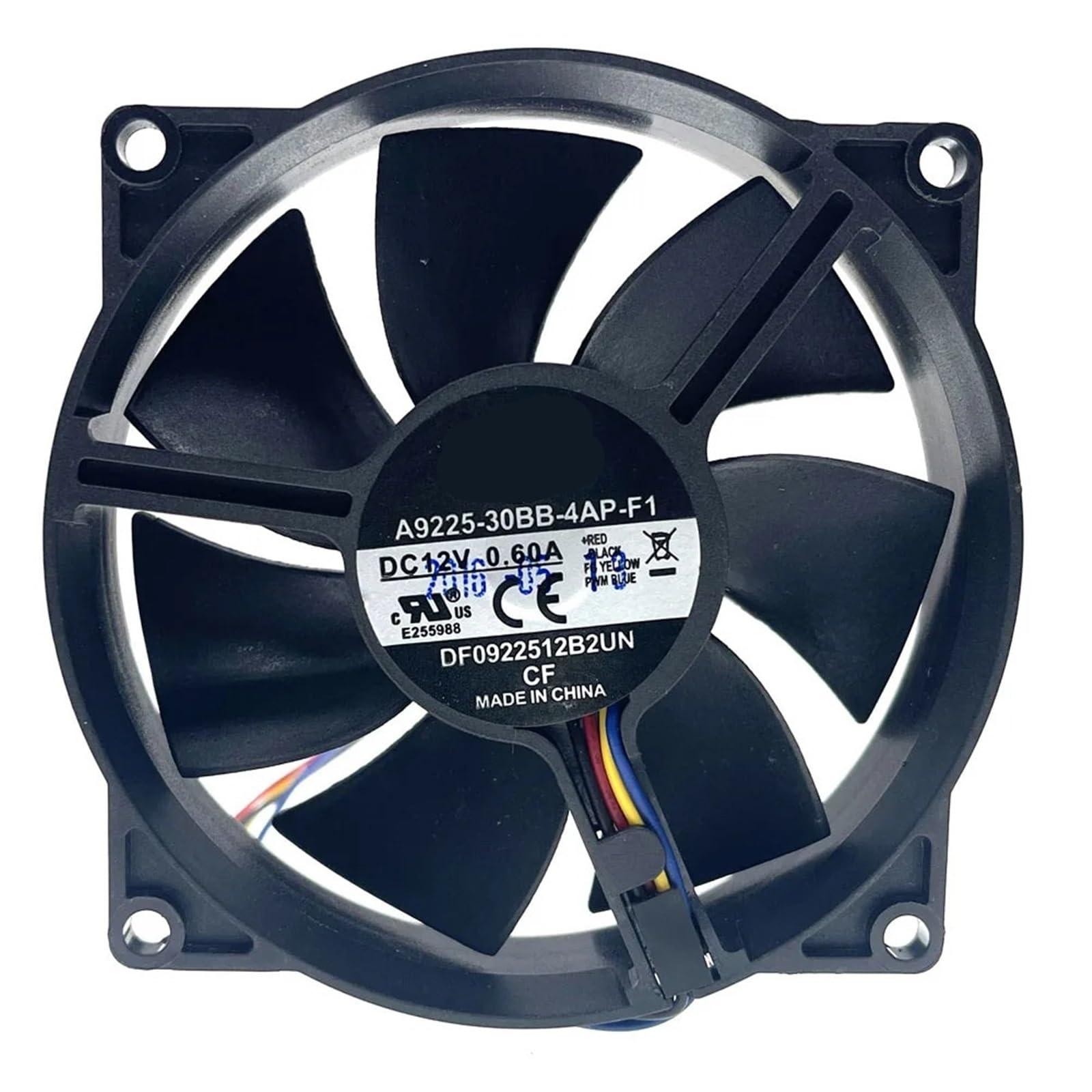 Ventola di raffreddamento silenziosa PWM for dissipatore di calore CPU, 92 mm, 90 mm, A9225-30BB-4AP-F1 DF0922512B2UN, 12 V, con doppio cuscinetto a sfera