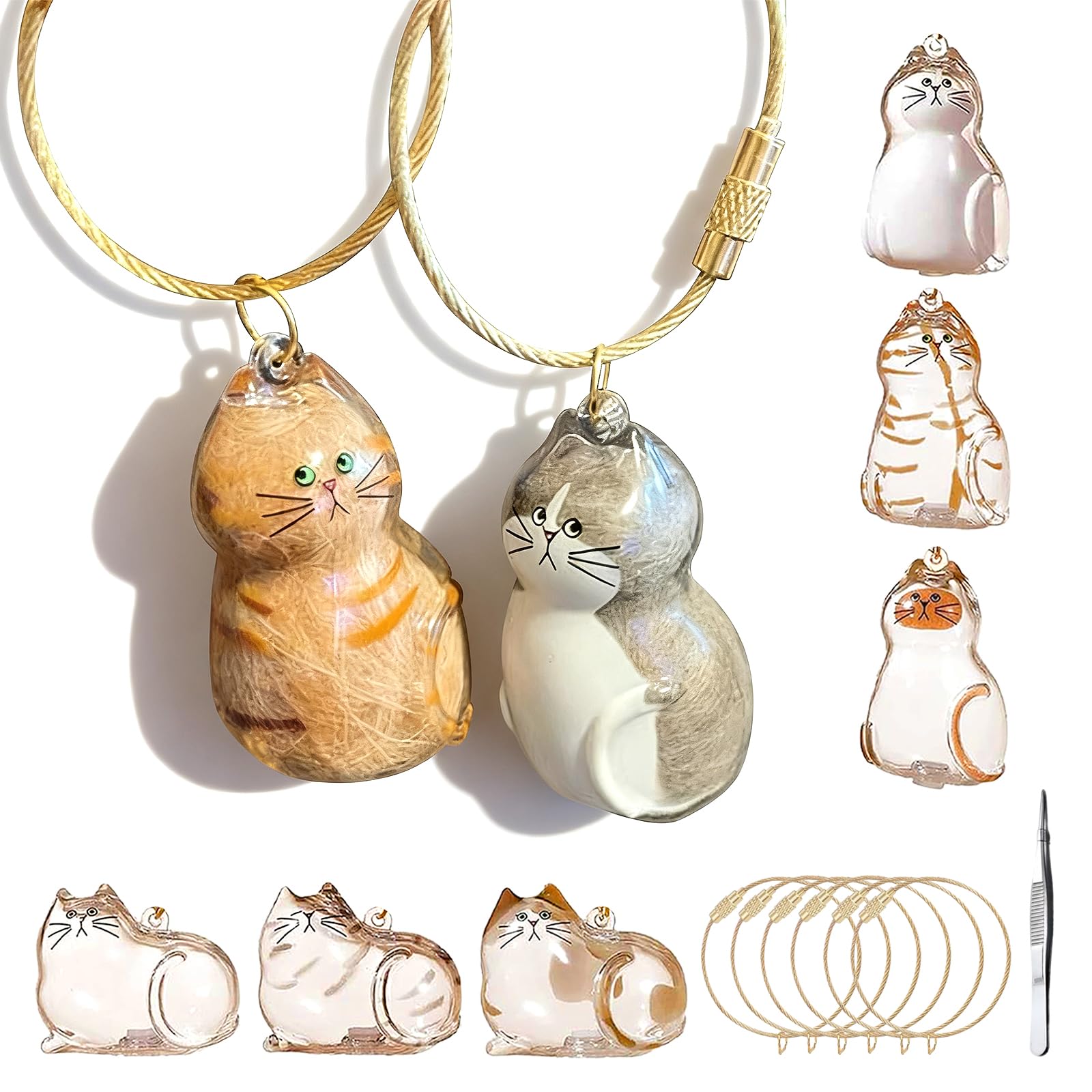 BY669QFC 6pcs Cat Fur Storage Bottle of Keychain - memorials and funerary pet | Mubboo