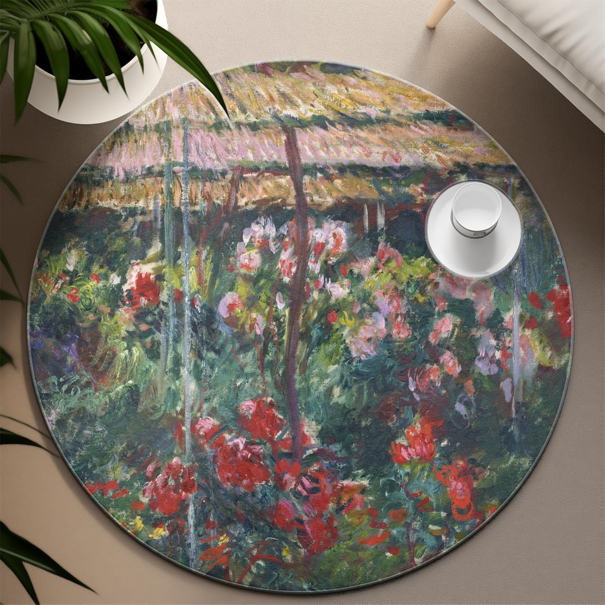 Runder Teppich 120cm Rote Blumenteppiche für den Eingang