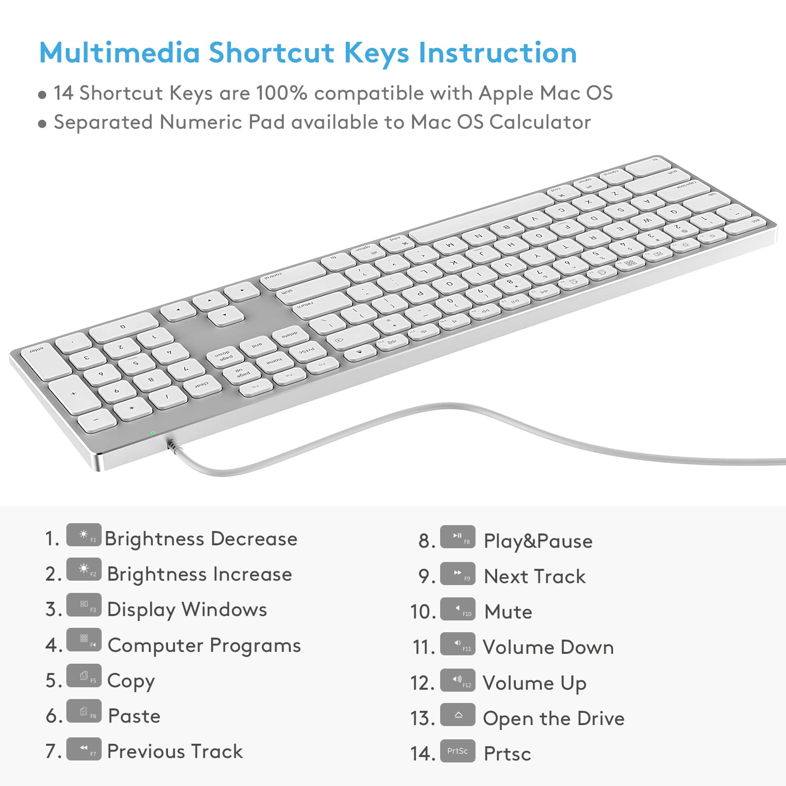 Amazon | Apple Mac OS用オールアルミニウム有線キーボード、USB-A+C