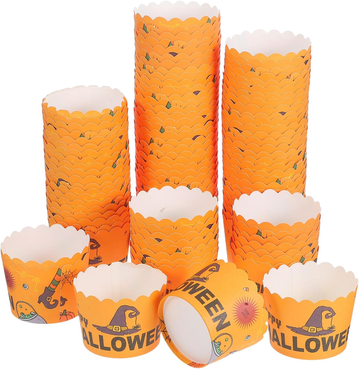 OSALADI 100pcs Witch Hat Muffin Cups Paper Baking Liners Decorative Halloween Cupcake Wrappers Food-grade Paper for Home Party Baking Supplies