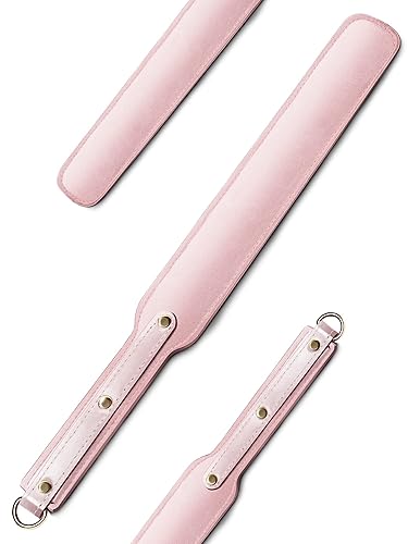 Ueemph 18 inch Riding Crop,Leather Paddle,Super Durable Rug Paddles,Equestrian Crops - Pink