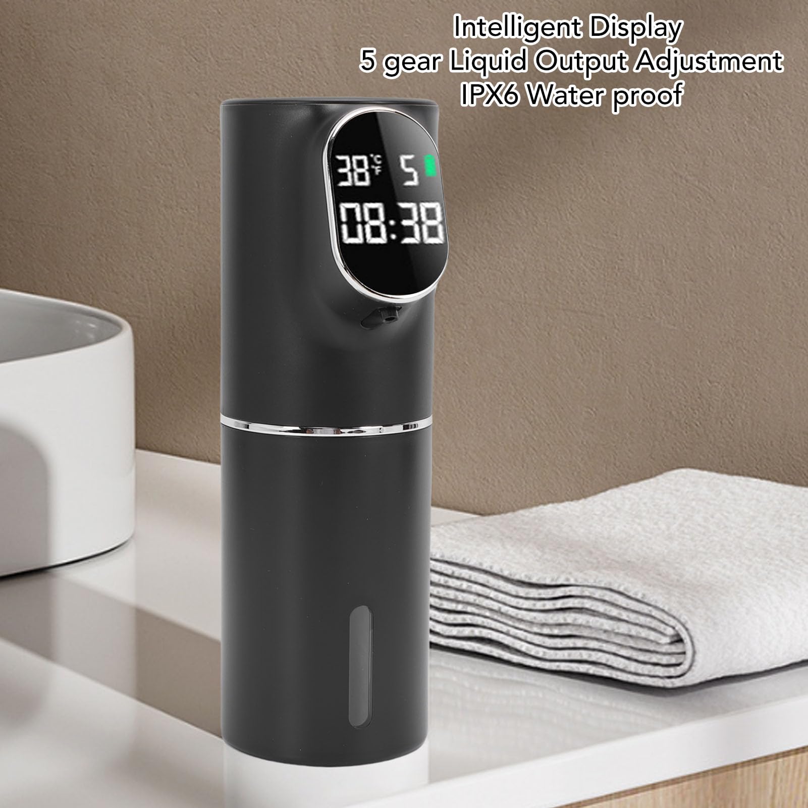 Dispensador Automático de Espumoso, Dispensador de de Manos Eléctrico Recargable sin Contacto para Cocina y Baño, ABS de 320ml (Negra)