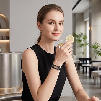 ステンレススチール製腕時計バンド Google Fitbit Air対応 調節可能な交換用メタルブレスレットストラップ デュアルプッシュボタン隠し安全クラスプ付き 男女兼用 5.5~8.1インチの手首にフィット。