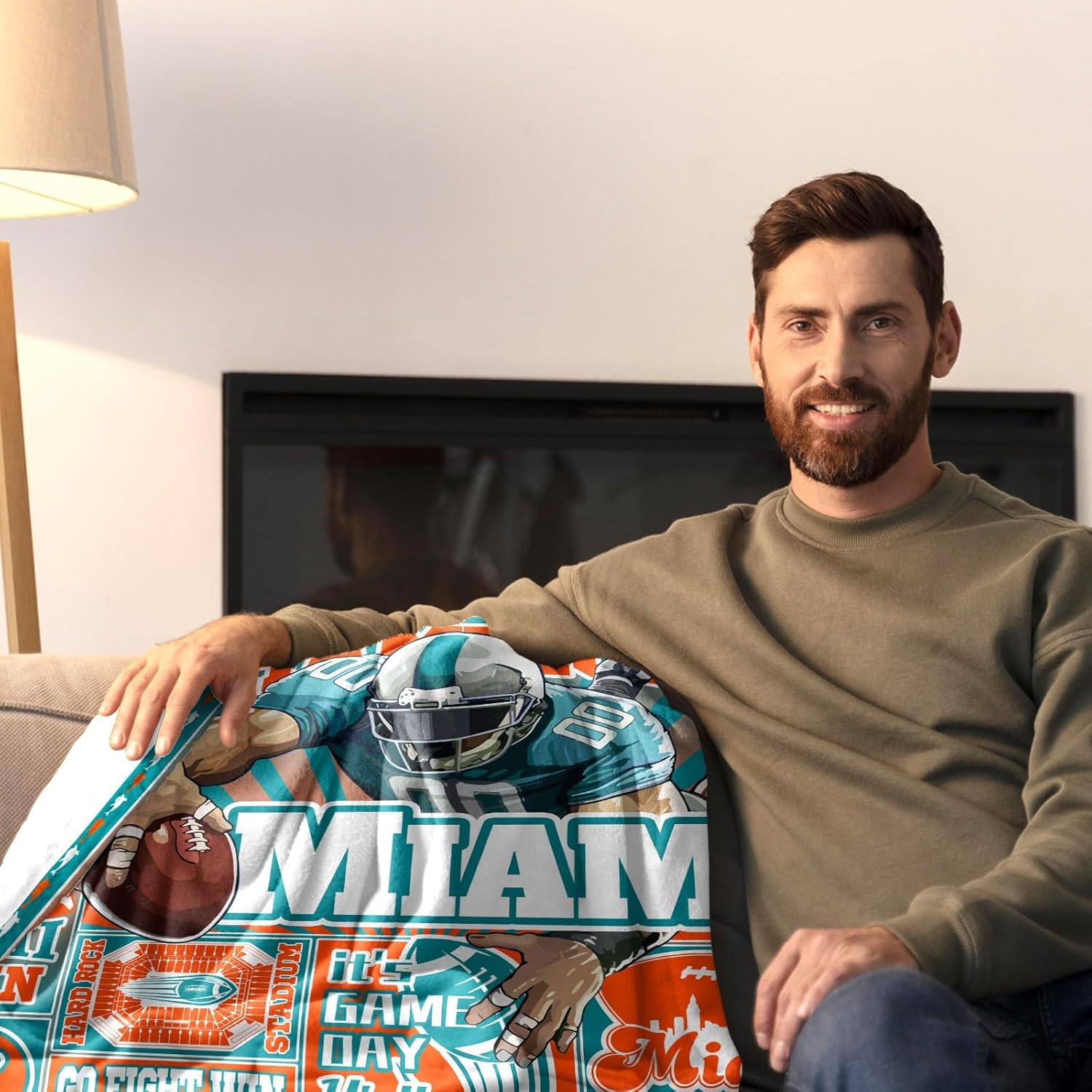 Football Fans Gifts for Miami, Blanket for Miami, Stuff for Miami, Flannel Blanket, Blankets and Throws 60"x50" - Image 3