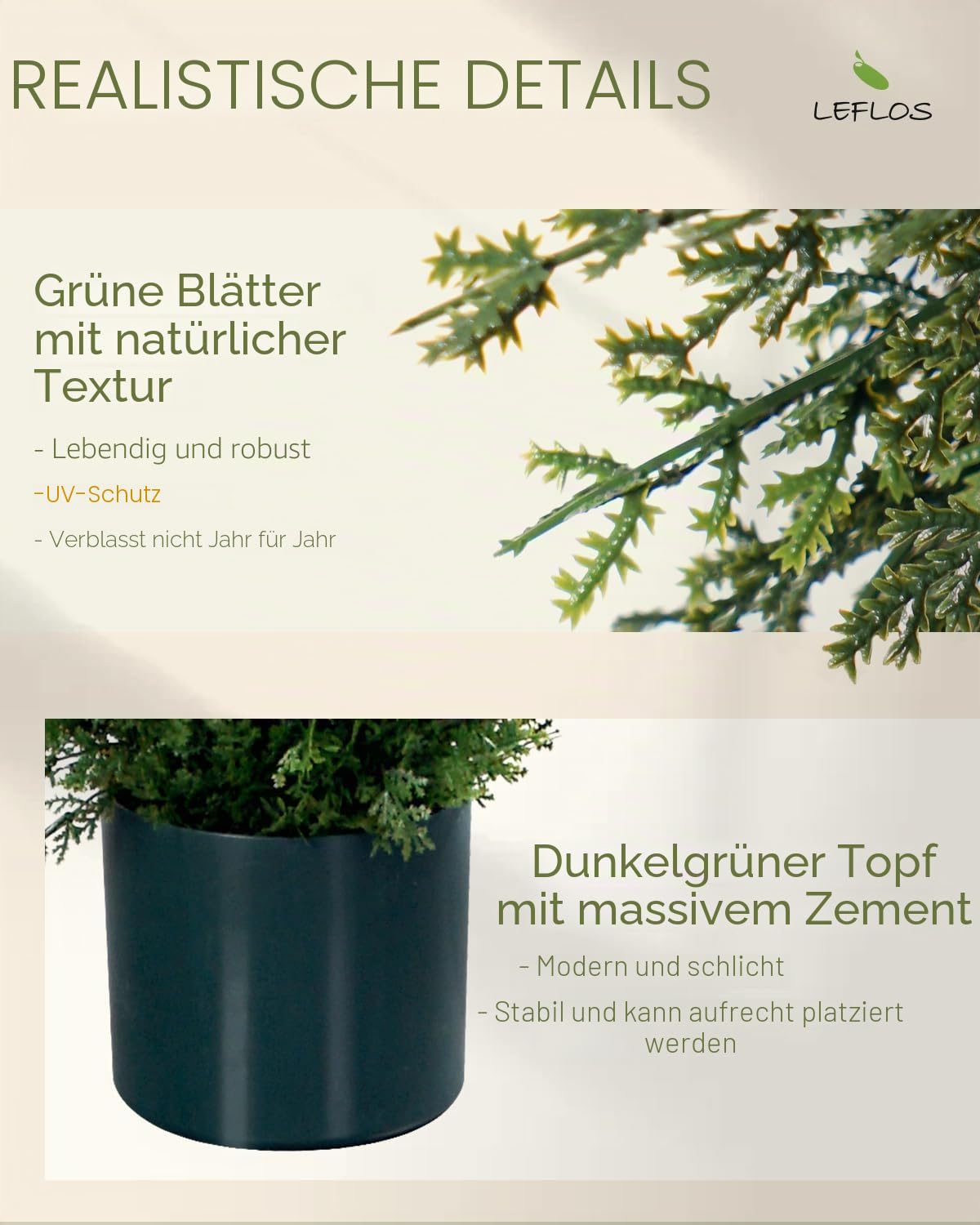 Künstliche Zeder Topiary Baum, 120cm Faux Zypresse Baum, Artificial Cypress Tree deko für Wohnzimmer, Büro, Fest & Party, 2pcs