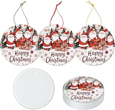 Sublimation Glass Ornaments Blank 30 PCS 4 Inch Christmas Round Personalized Ornament Bulk