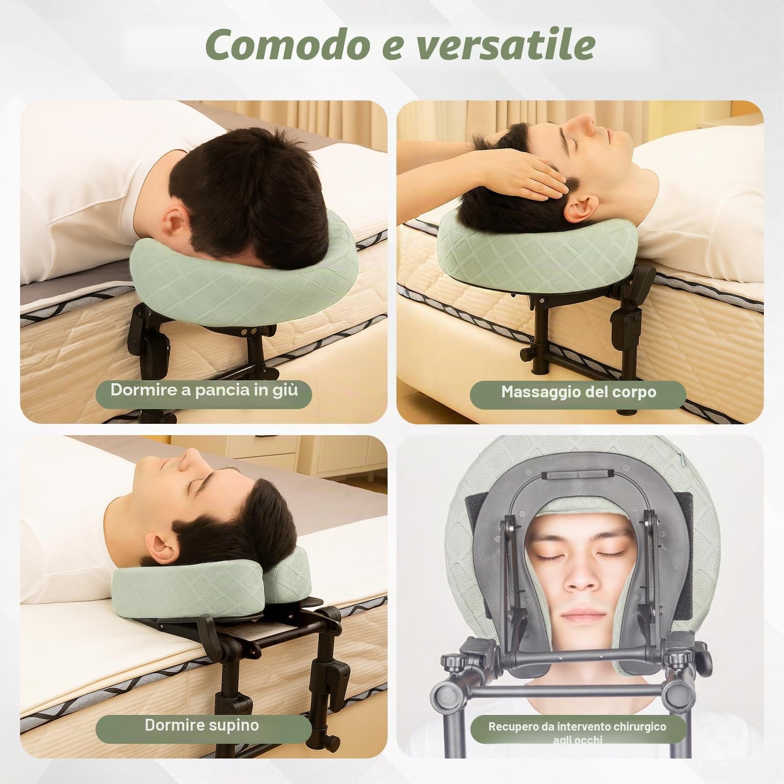 Poggiatesta da massaggio per letto, culla regolabile per massaggio viso a casa, kit portatile per lettino da massaggio per dormire, cuscino a faccia in giù dopo chirurgia oculare