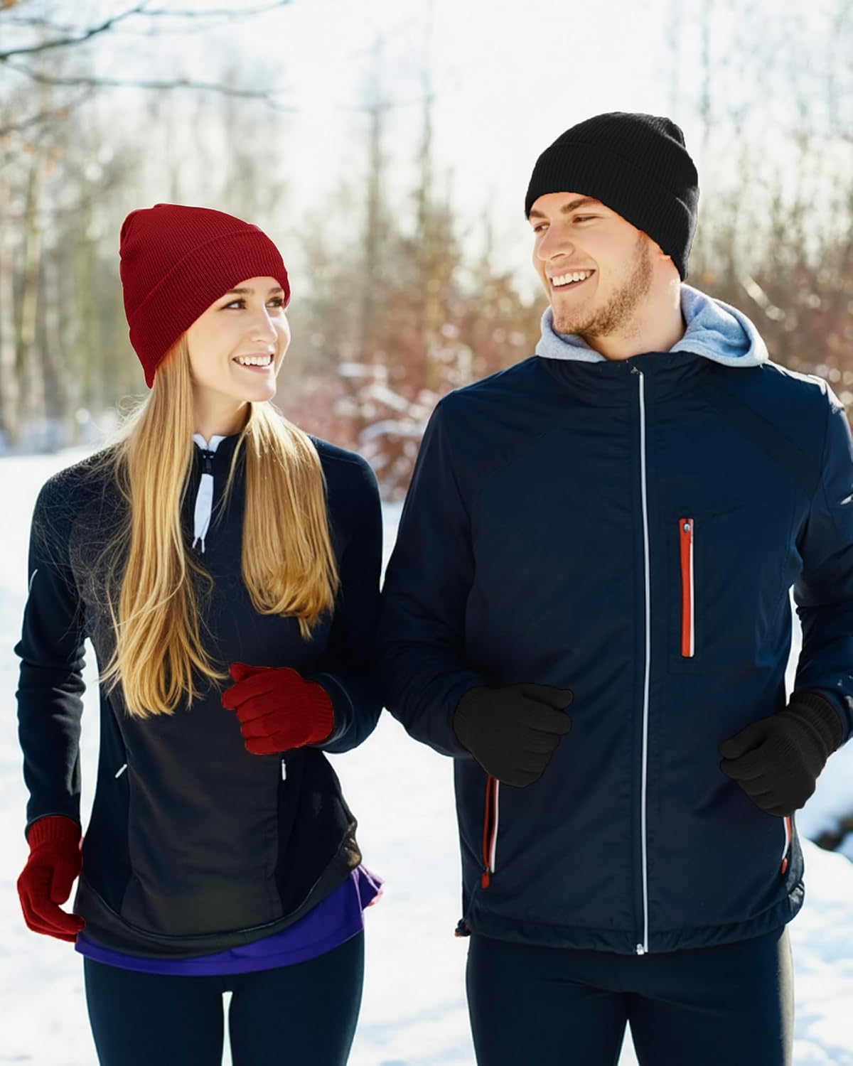 18 Pcs Winter Beanie Hats and Gloves Set Bulk for Homeless Men Women Knit Stretch Skull Cap Thick Thermal Warm Gift - Image 6