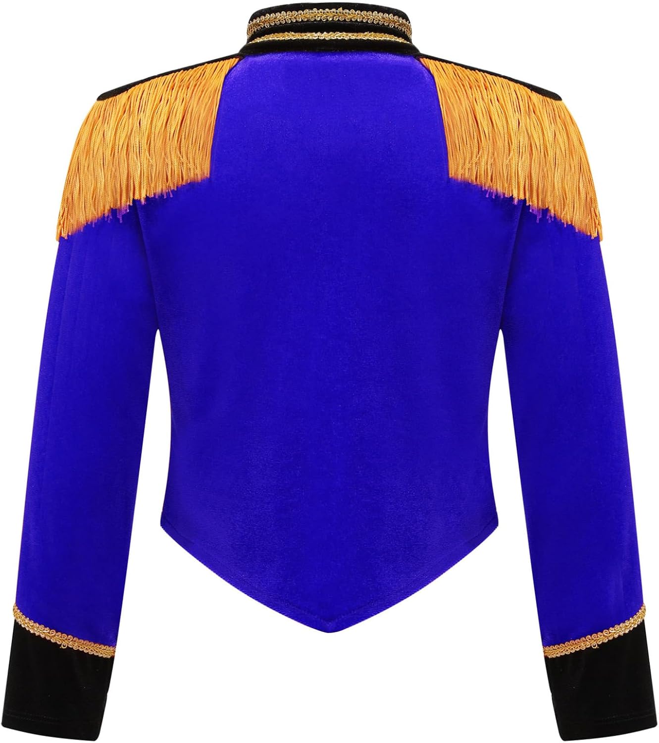 Kids Girls Circus Ringmaster Jacket Velvet Tassels Long Sleeve Coat Marching Band Drummer Uniform Outfit Blue 12 Years
