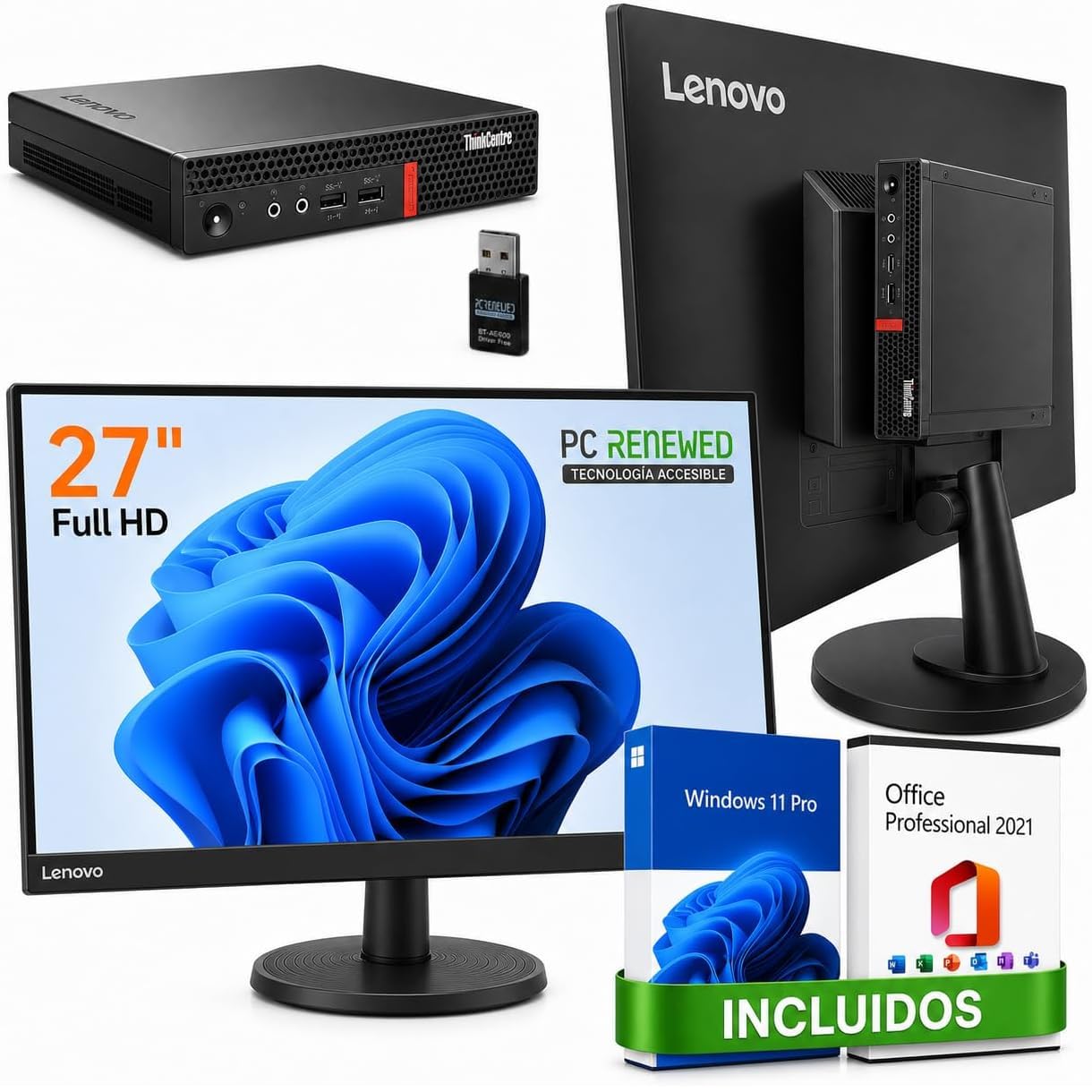 Lenovo Computadora Todo en uno de 27 Pulgadas | i7-8700T | 16 GB