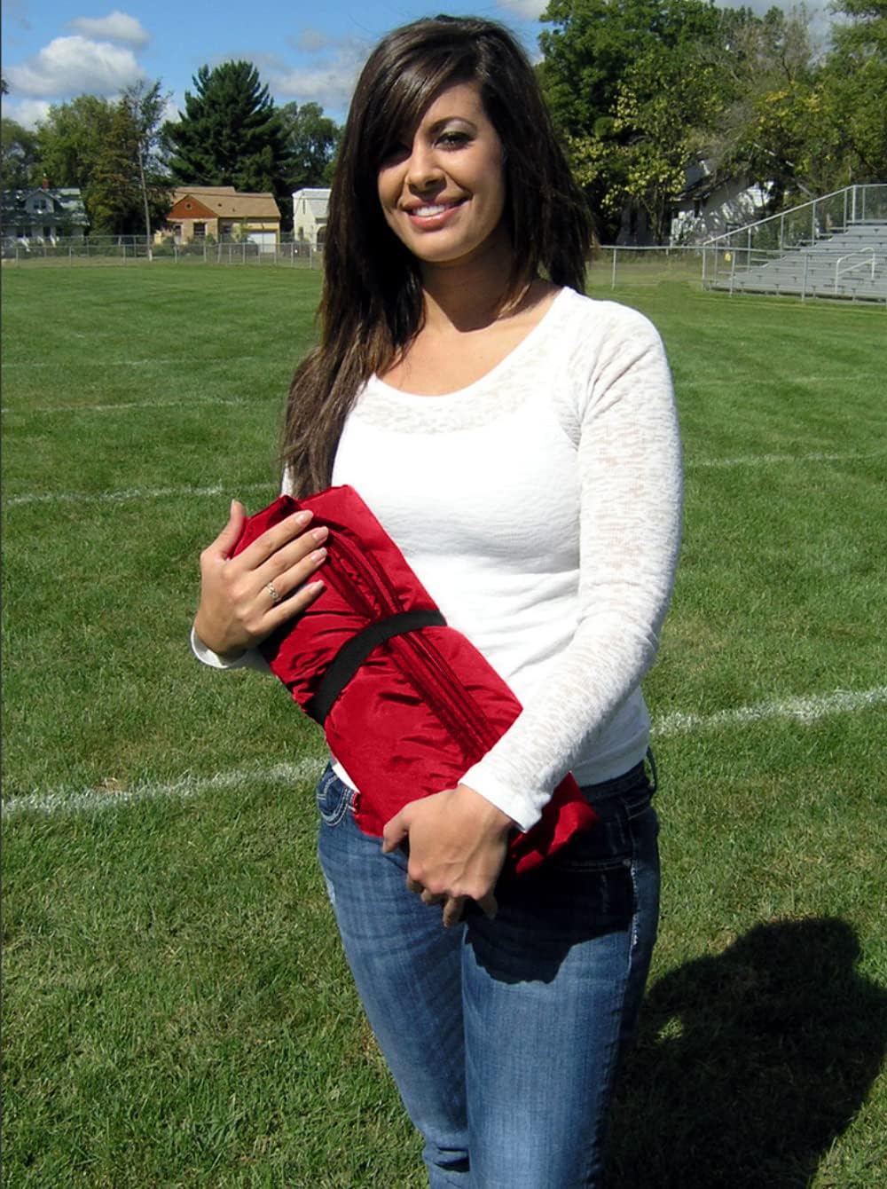 Ultimate Sports Wrap - PATENTED - The Only WEARABLE Weatherproof/Stadium/Picnic/Sports Blanket, complete with Upper and Lower Zippers, Lined & Adjustable Hood and Inside Hand Warmers, 70" X 58"
