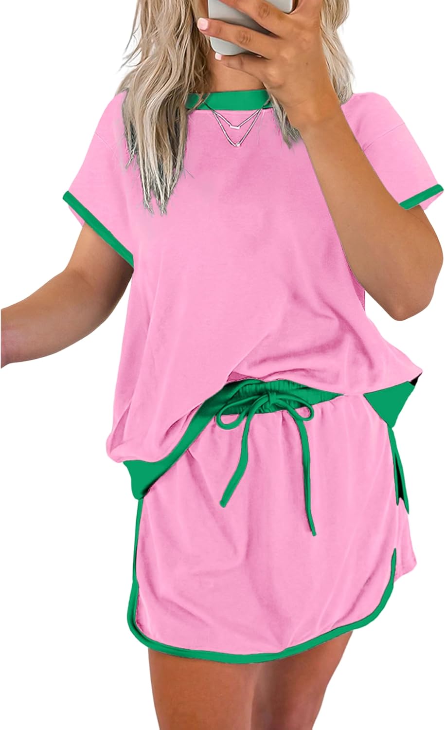 SELINK Lounge Sets for Women 2 Piece Skirt Colorblock