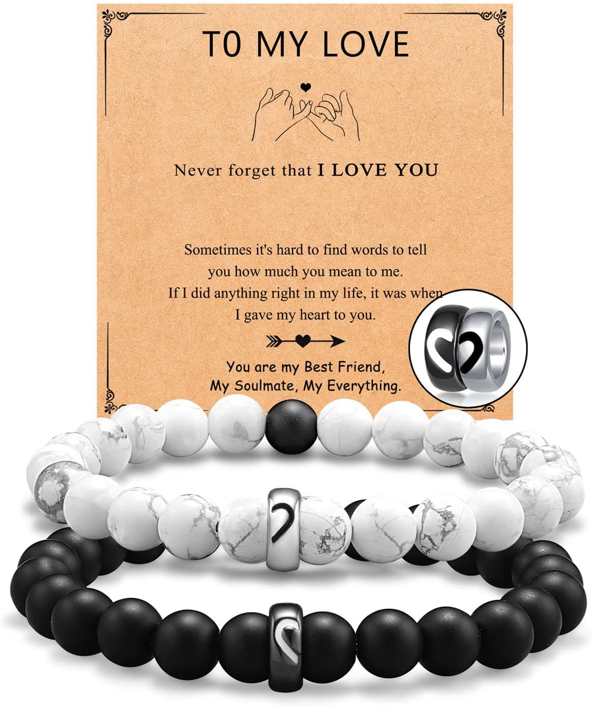 UNGENT THEM Matching Couple Ring Bracelets for Boyfriend Girlfriend Husband Wife Valentines Anniversary Birthday Engagement Gifts