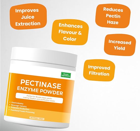 Bioven Ingredients Pectinase Enzyme Powder for Fruit Processing, Juice Clarification & Yield Improvement, Premium Pectin-Breaking Enzyme for Pulp Reduction & Extraction Support, 125gm