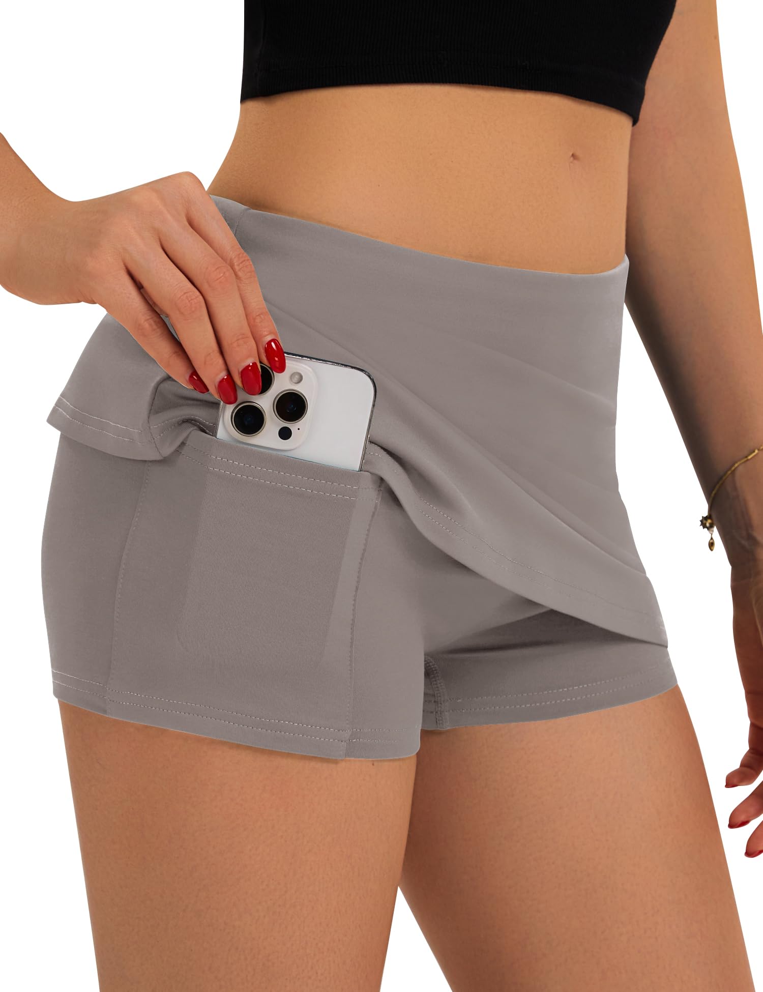 IECCP Mini jupe moulante pour femme - Taille élastique - Coupe ajustée - Avec poches courtes intégrées - Style décontracté