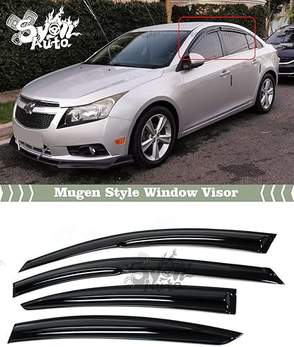 Miniatura 2 de Se adapta a Chevy Cruze 2009-2016 3D ondulado estilo Mugen visor de ventana deflector de protección de lluvia