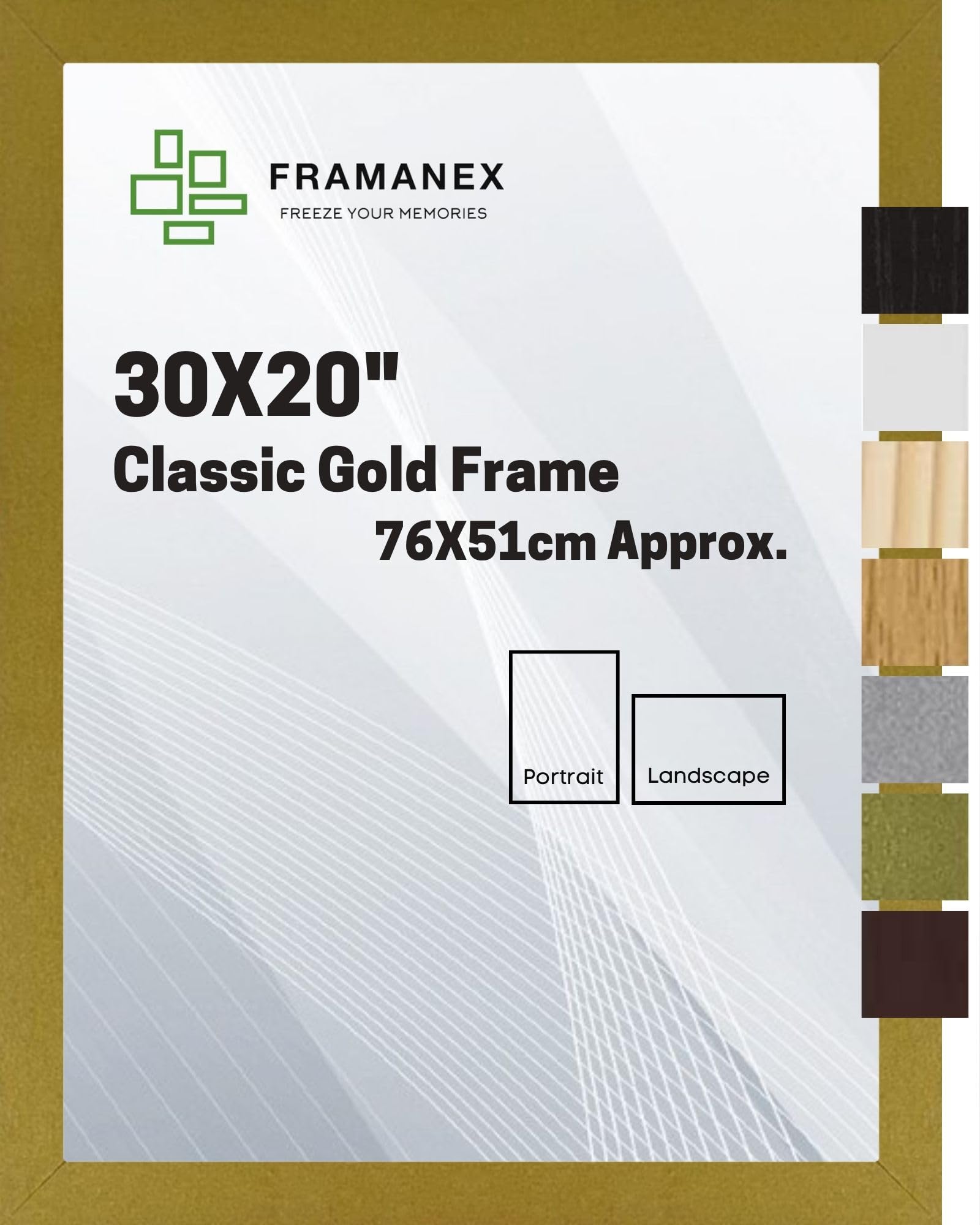 FRAMANEX Modern Dome Shape Frames | Gold Colour 30X20 Picture Photo Poster Frames | 20X30 Inch Rectangle Picture Frame | Beautify Your Walls with SD Mold Wood Finish Photo Frame โ image 1