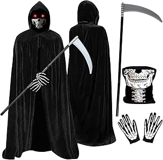 Halloween Costumes , Costume Adult Black Hooded Cloak Cape w