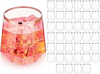 Vista 1 de Nuogo Juego de 40 copas de vino de plástico en forma de diamante, desechables de 12 onzas, vasos de whisky de plástico transparente para cumpleaños