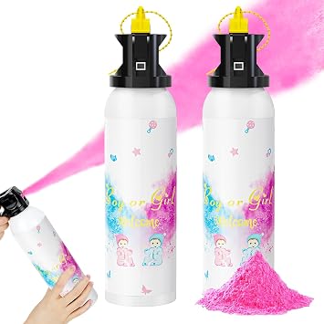 SRG Gender Reveal Fire Extinguisher Color Blaster | 2 Packs Baby Girl Pink Gender Reveal Extinguisher Smoke | Powder for Gender Reveal Decorations & IdeasPink